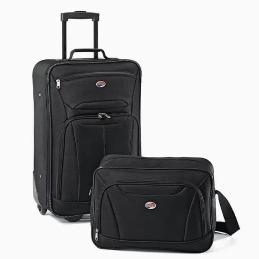American Tourister two piece black luggage set